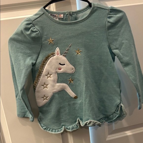 Kids Headquarters Unicorn Long Sleeve Top - Teal - Picture 1 of 1